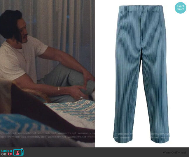 Pleated Straight Leg Trousers by Homme Plisse Issey Miyake worn by Alexander Hodge on Insecure
