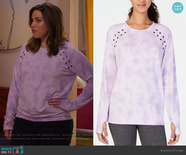 Tie-Dyed Grommet-Trimmed Top by Ideology worn by Sara Chase on Unbreakable Kimmy Schmidt