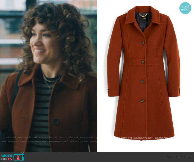 Classic Lady Italian Double Cloth Wool Blend Day Coat by J. Crew worn by Bonnie Barella (Sarah Stiles) on Billions