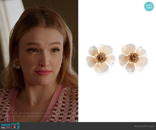 Maria Earrings by Jennifer Behr worn by Kirby Anders (Maddison Brown) on Dynasty