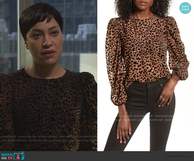 Puff Sleeve Burnout Top by J.O.A. worn by Lucca Quinn (Cush Jumbo) on The Good Fight