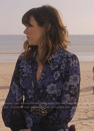 Judy’s blue floral dress on Dead to Me