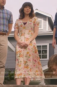 Judy’s floral button down dress on Dead to Me