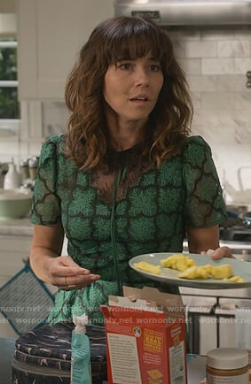 Judy's green lace dress on Dead to Me