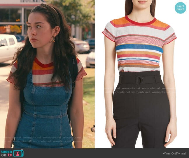 Katie Metallic Stripe Tee by Rag & Bone worn by Annie Sullivan (Anneliese Judge) on Sweet Magnolias