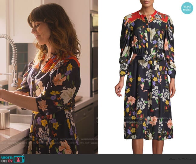 Leila Floral Shirtdress by Kobi Halperin worn by Judy Hale (Linda Cardellini) on Dead to Me