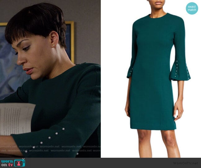 Wool Crepe Pearly Sleeve Tunic Dress by Lela Rose worn by Lucca Quinn (Cush Jumbo) on The Good Fight