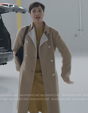 Lucca's beige contrast coat on The Good Fight
