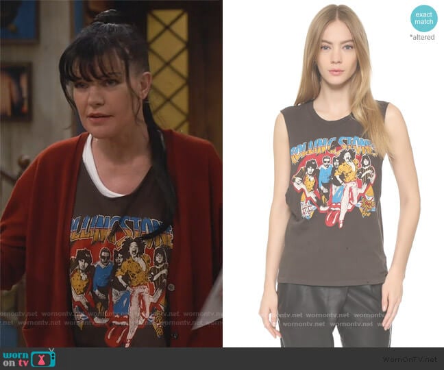 Rolling Stones UK Tank by Madeworn Rock worn by Jackie (Pauley Perrette) on Broke