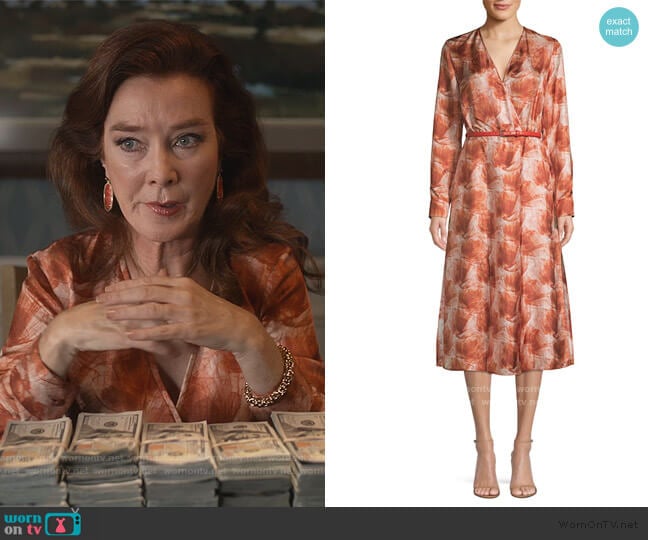 Cenere Abstract Floral Silk Belted Wrap Dress by Max Mara worn by Lorna Harding (Valerie Mahaffey) on Dead to Me