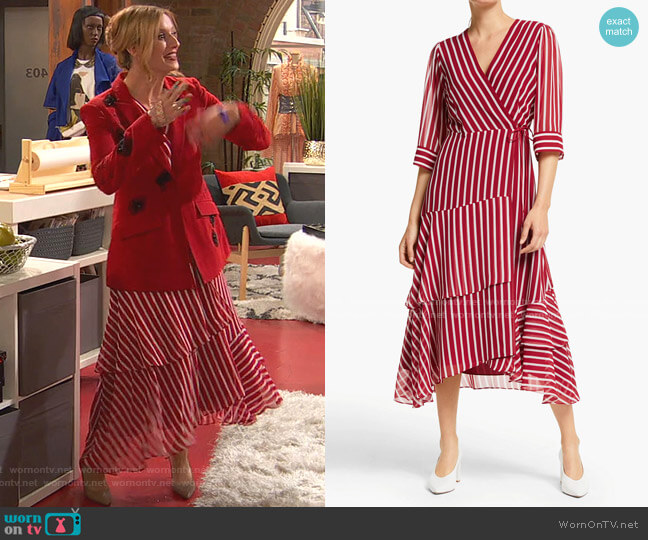 Fortuna Stripe Dress by Marella worn by Chelsea Grayson (Anneliese van der Pol) on Ravens Home