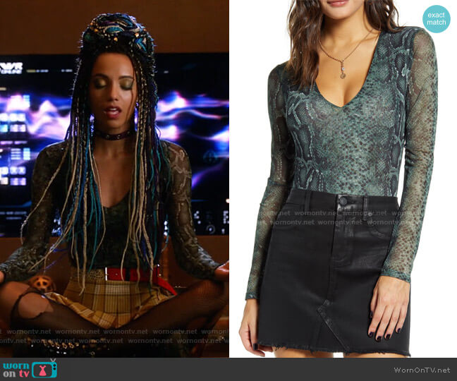 Mesh V-Neck Bodysuit by Socialite worn by Charlie (Maisie Richardson-Sellers) on Legends of Tomorrow