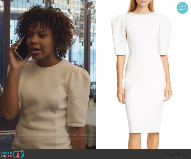 Puff Sleeve Sheath Dress by Michael Kors worn by Chasten Harmon on The Good Fight