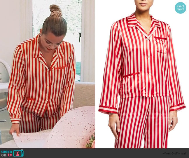 Ruth Stripe Print Top and Pants by Morgan Lane worn by Khloe Kardashian on Keeping Up with the Kardashians