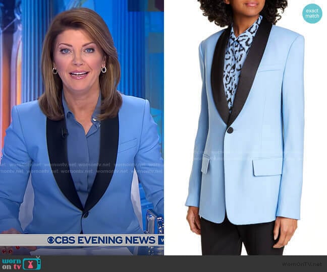 Oren Stretch Wool Jacket by A.L.C. worn by Norah O'Donnell  on CBS Evening News
