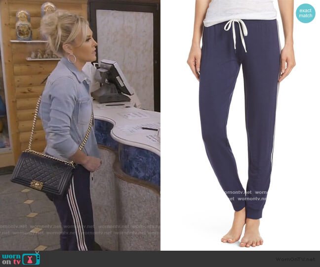 Stripe Jogger Lounge Pants by PJ Salvage worn by Tinsley Mortimer on The Real Housewives of New York City