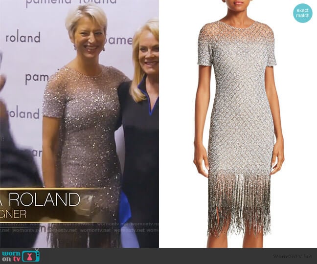 Sequin Fringe Hem Sheath Dress by Pamella Roland worn by Dorinda Medley on The Real Housewives of New York City