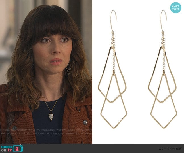 Diamond Shape Chime Earrings by Peggy Li worn by Judy Hale (Linda Cardellini) on Dead to Me