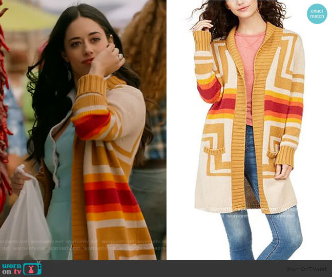 Harding Open-Front Cardigan by Pendleton worn by Liz Ortecho (Jeanine Mason) on Roswell New Mexico