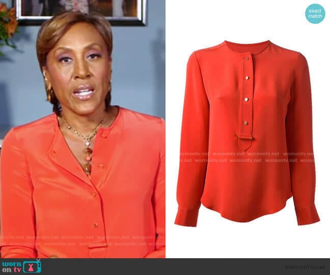 Placket Silk Shirt by Derek Lam worn by Robin Roberts on Good Morning America