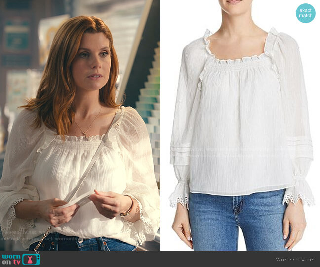 Ruffled Metallic Top by Rebecca Taylor worn by Maddie Townsend (JoAnna Garcia Swisher) on Sweet Magnolias