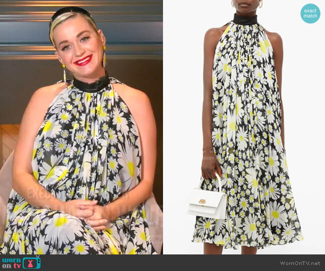 Halterneck Daisy-Print Chiffon Dress by Richard Quinn worn by Katy Perry on American Idol