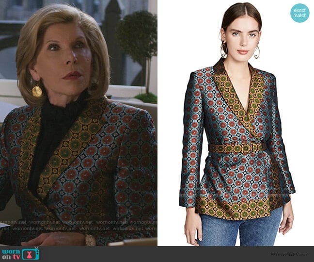 Maxima Jacket by Saloni worn by Diane Lockhart (Christine Baranski) on The Good Fight