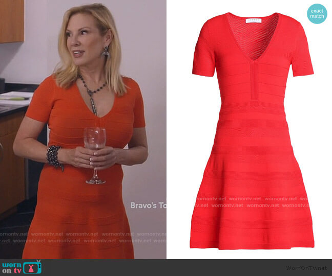 V-neck ribbed-knit dress by Sandro worn by Ramona Singer on The Real Housewives of New York City