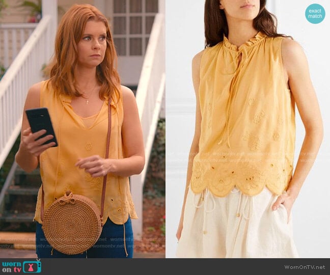 Scalloped Embroidered Voile Top by See by Chloe worn by Maddie Townsend (JoAnna Garcia Swisher) on Sweet Magnolias