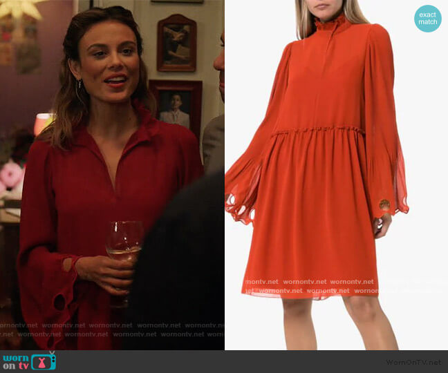 WornOnTV: Noa’s red bell sleeve sheer dress on The Baker and the Beauty ...