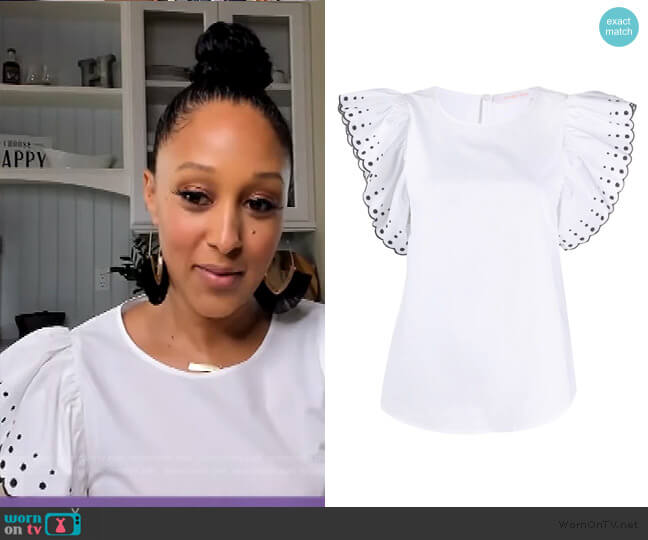 Ruffled Sleeve Blouse by See by Chloe worn by Tamera Mowry  on The Real
