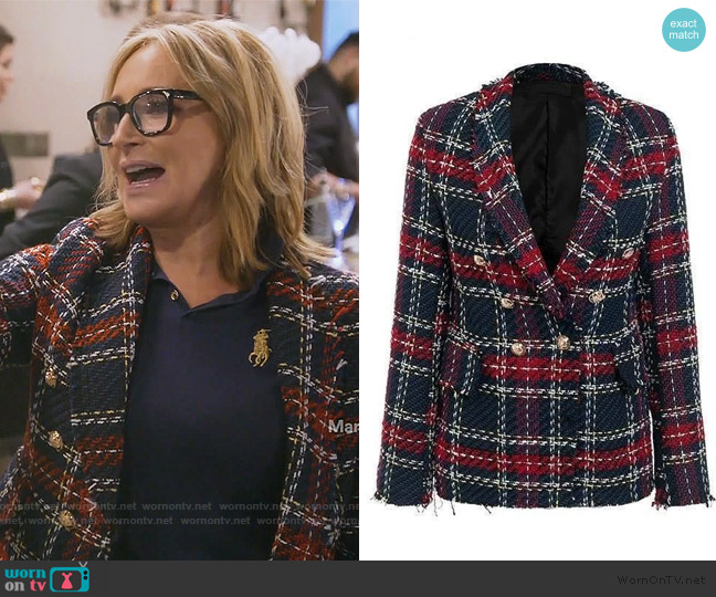 Courtney Plaid Blazer by Sonja worn by Sonja Morgan  on The Real Housewives of New York City