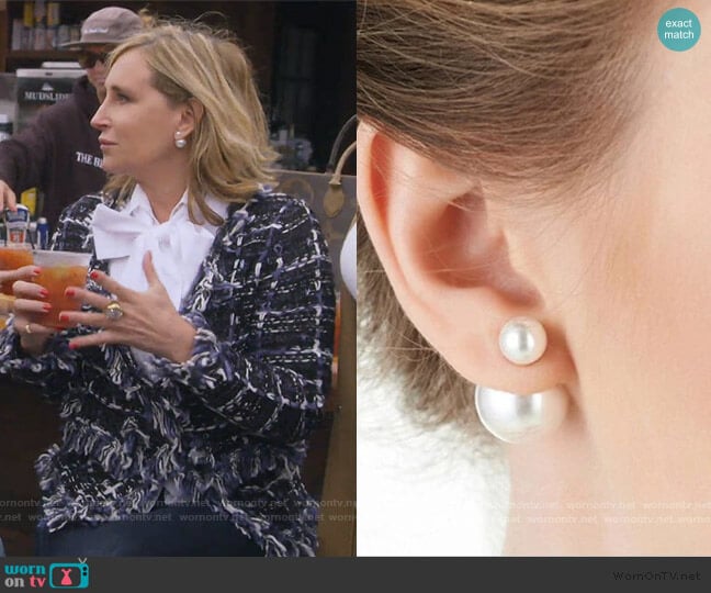 Double Pearl Stud Earrings by Sonja worn by Sonja Morgan on The Real Housewives of New York City