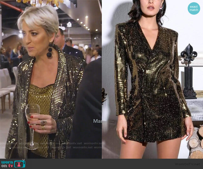 Harmon Drapey Chainmail Slip Tank Top by Alice + Olivia worn by Dorinda Medley on The Real Housewives of New York City