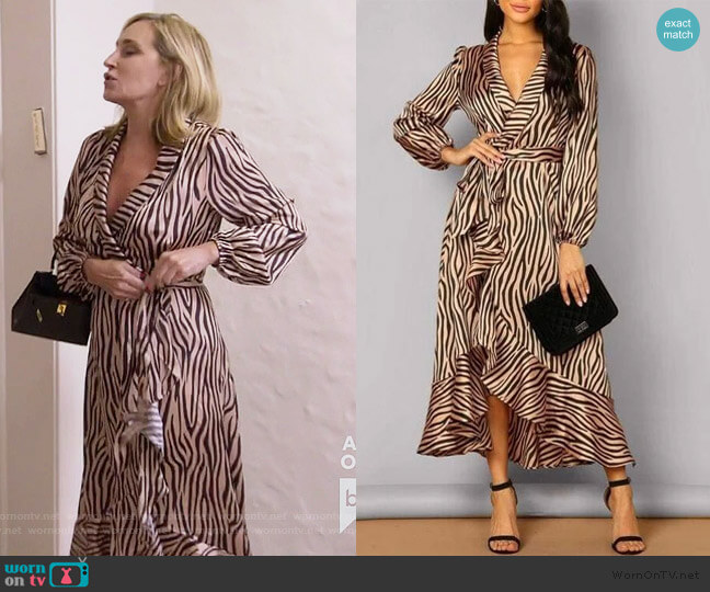 Zebra Wrap Dress by Sonja worn by Sonja Morgan on The Real Housewives of New York City