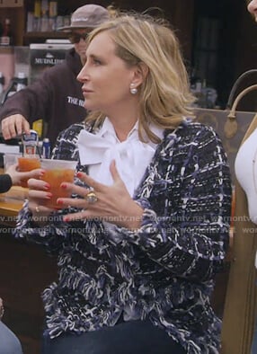 Sonja's tweed frayed jacket on The Real Housewives of New York City