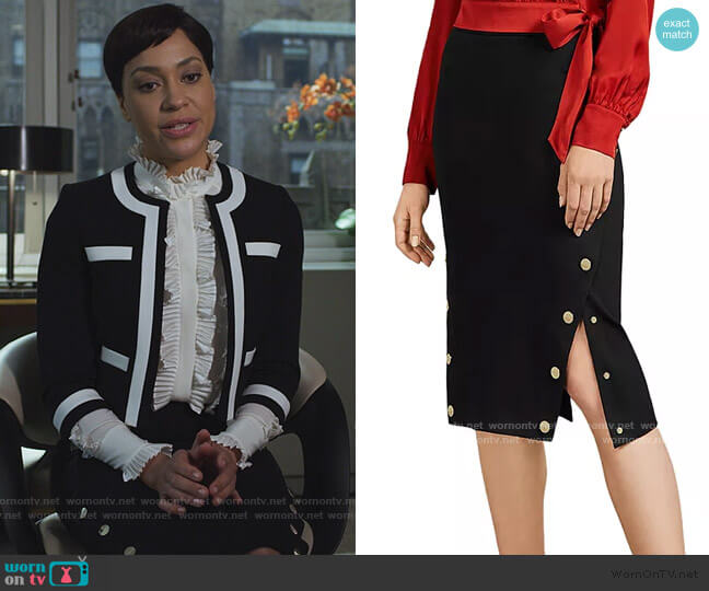 WornOnTV: Lucca’s black button detail skirt and blazer on The Good ...