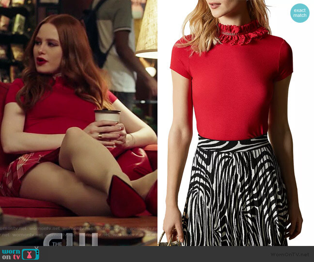 Orwla Ruffled-Neck Top by Ted Baker worn by Cheryl Blossom (Madelaine Petsch) on Riverdale