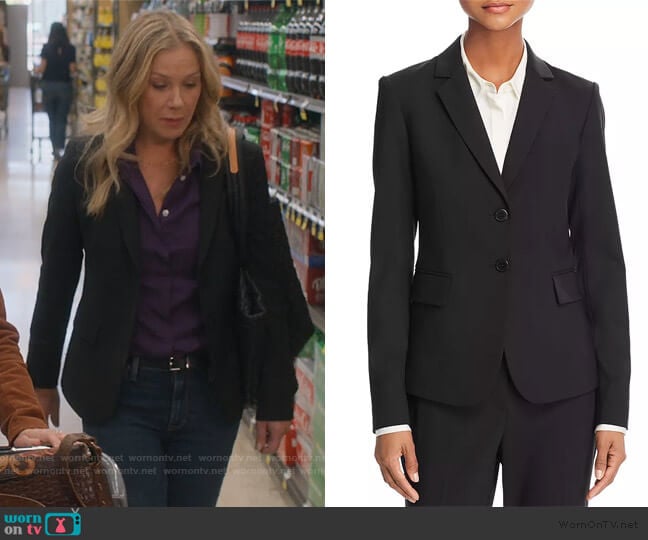 Carissa Wool-Blend Blazer by Theory worn by Jen Harding (Christina Applegate) on Dead to Me