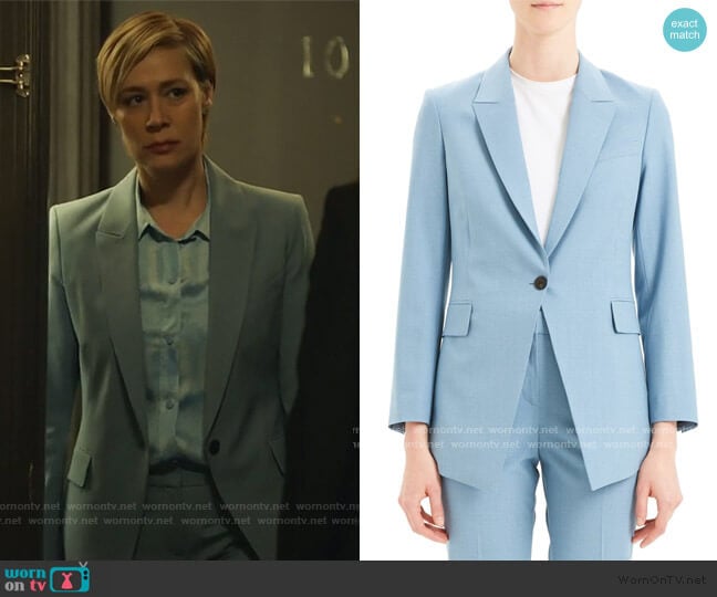 WornOnTV: Bonnie’s blue printed blouse and blazer on How to Get Away ...