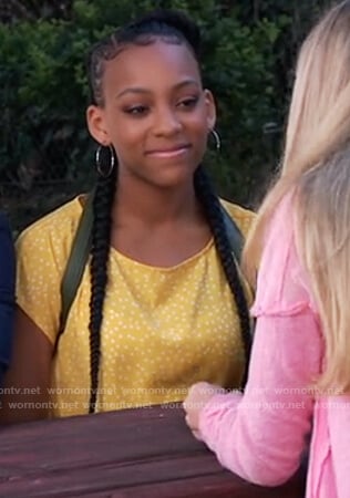 Trina’s yellow polka dot top on General Hospital