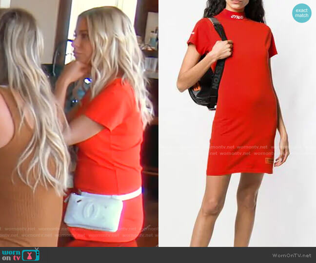 Turtleneck Dress In Red/white by Heron Preston worn by Dorit Kemsley  on The Real Housewives of Beverly Hills