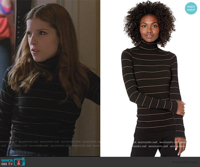 Striped Rib Turtleneck by Vince worn by Darby (Anna Kendrick) on Love Life