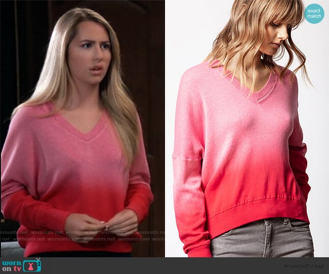 Brumy Dip Dye Sweater by Zadig and Voltaire worn by Josslyn Jacks (Eden McCoy) on General Hospital