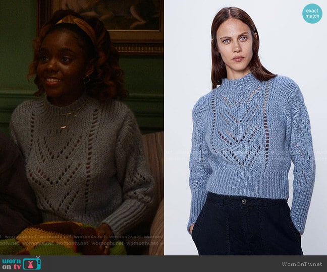 WornOnTV: Josie’s blue eyelet sweater and jeans on Katy Keene ...