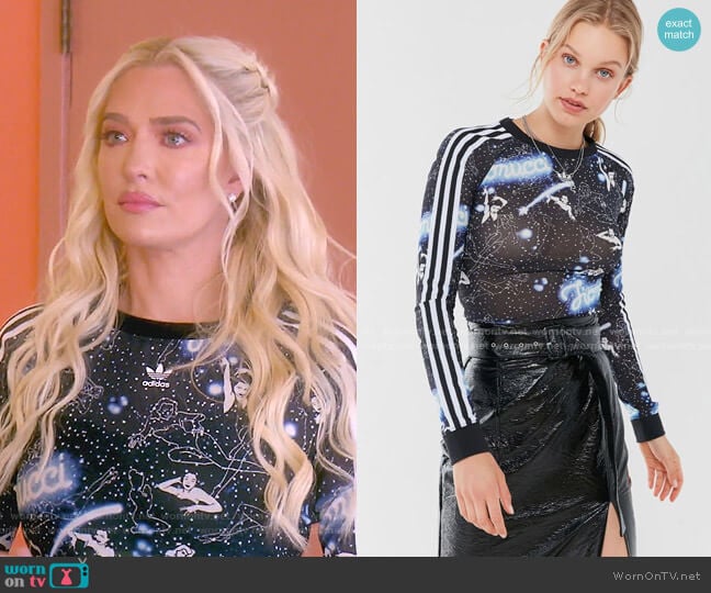 Sheer Long Sleeve Top by Adidas Originals X Fiorucci worn by Erika Jayne on The Real Housewives of Beverly Hills