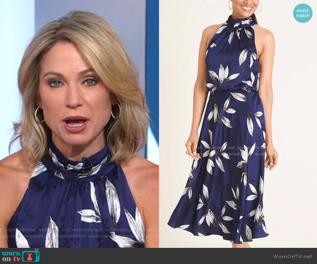 WornOnTV: Amy’s blue floral halter dress on Good Morning America | Amy ...