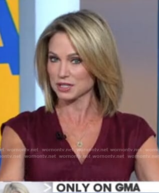 Amy’s burgundy v-neck dress on Good Morning America