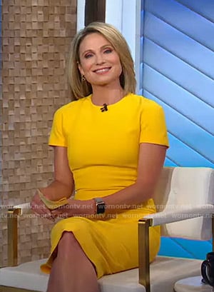 Amy’s yellow short sleeve sheath dress on Good Morning America