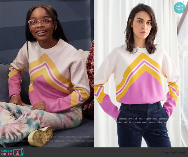 Varsity Knit Sweater by & Other Stories worn by Diane Johnson (Marsai Martin) on Blackish